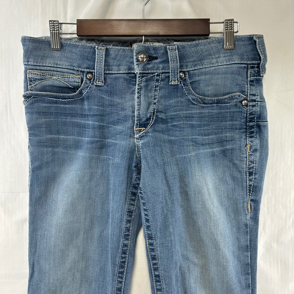 Ariat REAL Denim Jeans Womens 29XL Blue Bootcut Embroidered Pockets 32x36 * - Picture 2 of 13